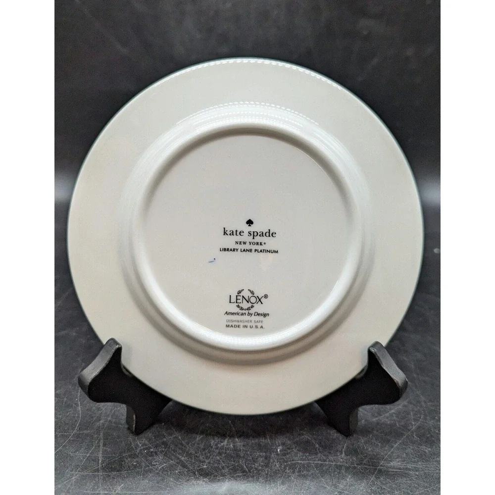 Set Of 4 Lenox Kate Spade Library Lane Platinum Bread Butter  Plate 6.25